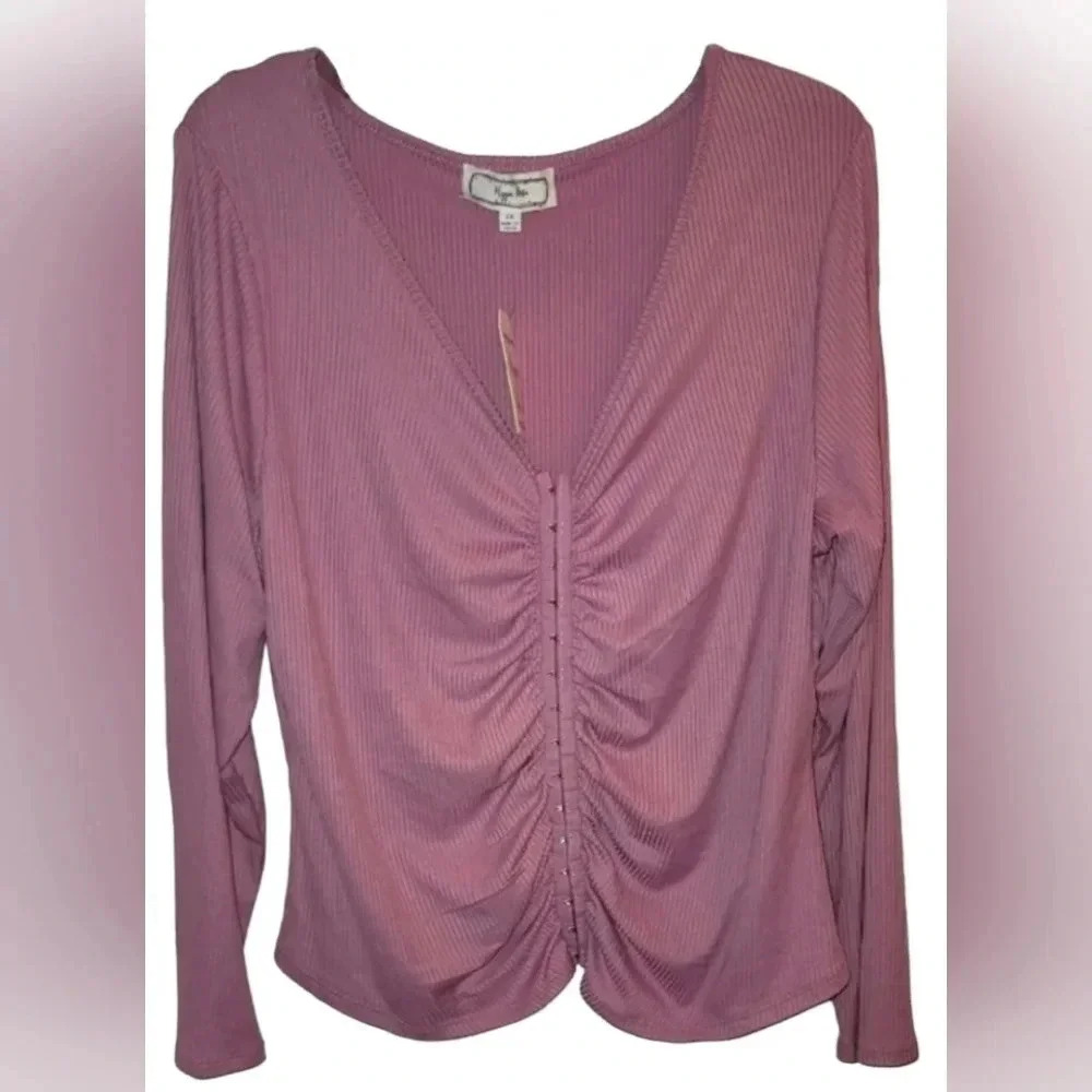 NWT HIPPIE Rose Junior's Purple Long Sleeve Front Clasp Closure Size 2XL